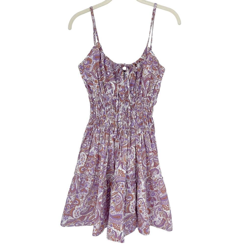 Lusana Rosa Mini Dress in Crystal Purple Paisley Size Small Sundress Australian